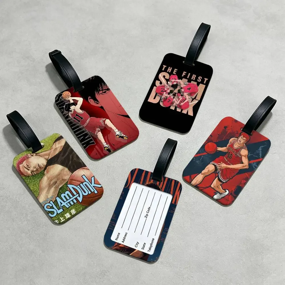 étiquette de bagage en pvc anti-perte avec motif de dessin animé japonais s-slams d-dunk, étui de protection imperméable pour carte d'information, pour valise et sac à main