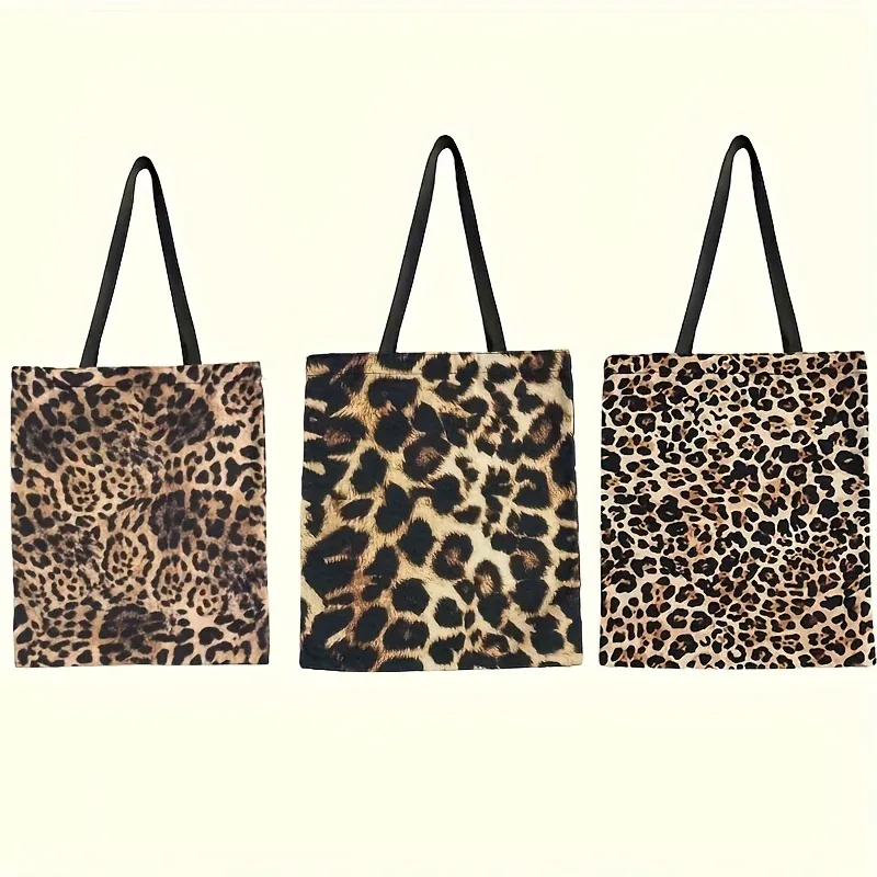 sac fourre-tout chic à imprimé léopard, léger et spacieux, sac à bandoulière pour femmes, sac de shopping multifonctionnel pour cadeaux, sac à main