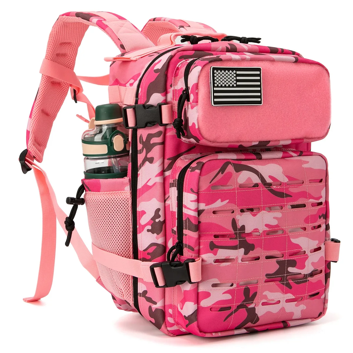 sac à dos tactique 25l/45l pour femmes/hommes, sac de survie molle découpé au laser, sac d'école, sac de sport avec double porte-gobelets