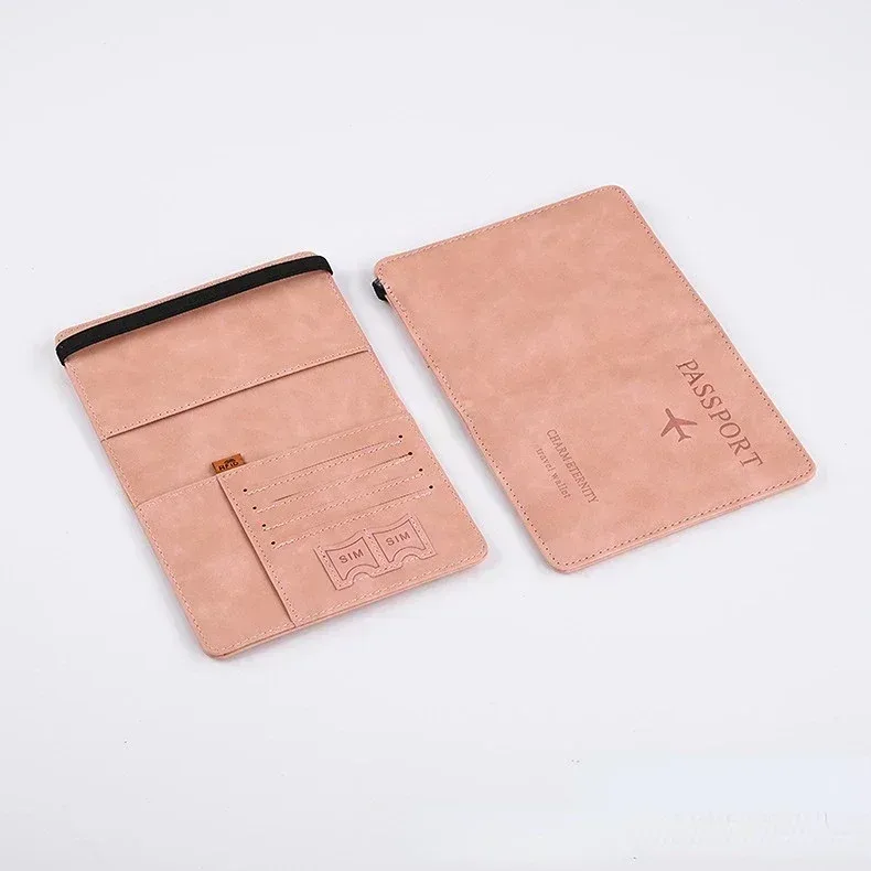 couverture de passeport en cuir à bande élastique, pour cartes, porte-passeport de voyage, portefeuille, étui organisateur de documents pour hommes et femmes