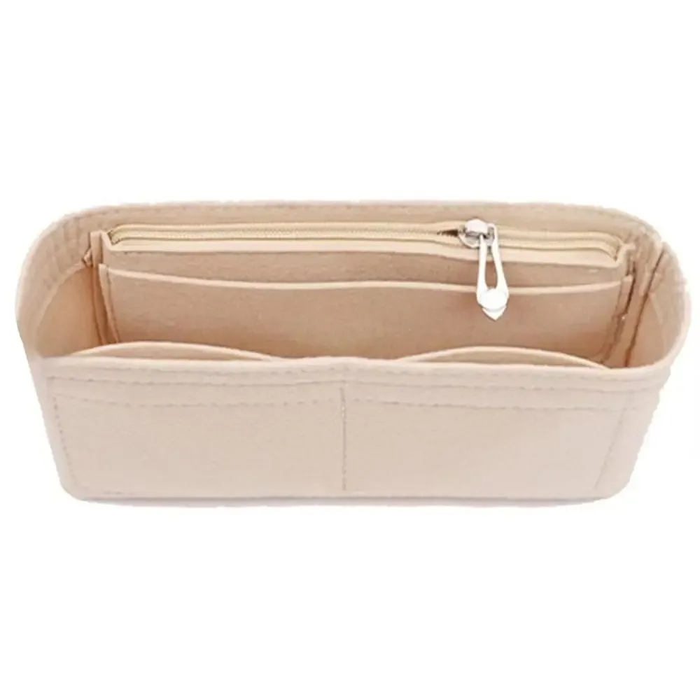 organisateur voyage tissu feutre transparent multi-poches beige rose marron cosmétiques maquillage transport fournitures école