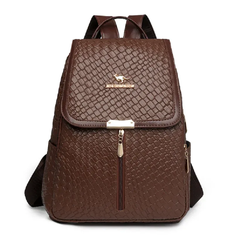 sac dos cuir simili cuir géométrique relief noir beige voyage poche intérieure zippée fermeture éclair poignée souple