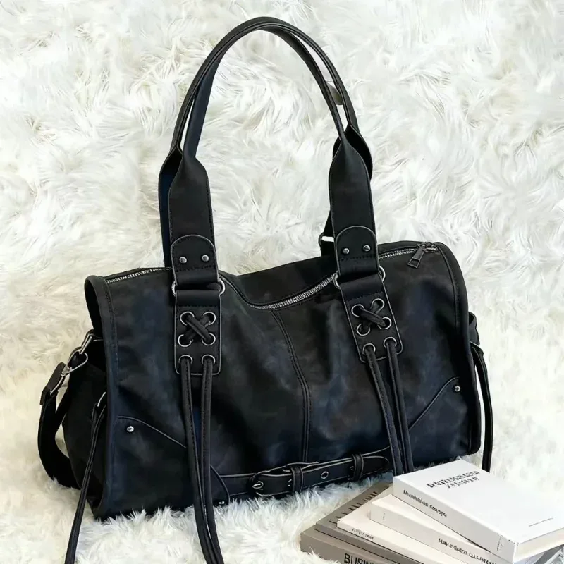 Sac à main de moto rétro pour femmes, Design à pompon, sac d'oreiller à bandoulière haut de gamme, tendance, grande capacité, sac sous les bras pour femmes