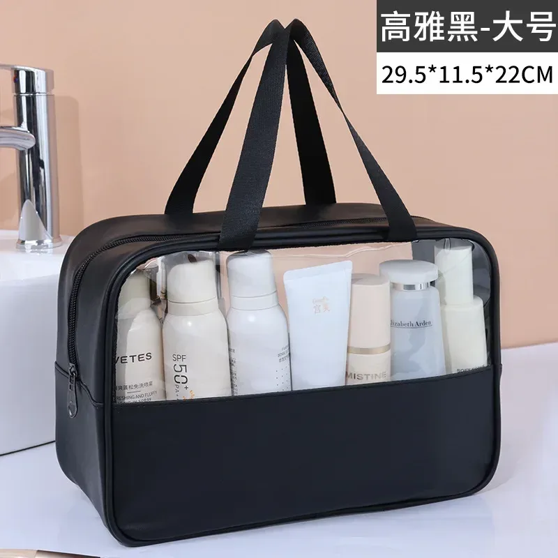 trousse de toilette de voyage portable pour femmes, trousse de maquillage transparente, grande capacité, trousse de bain et de toilette, étui de rangement multifonctionnel et imperméable.