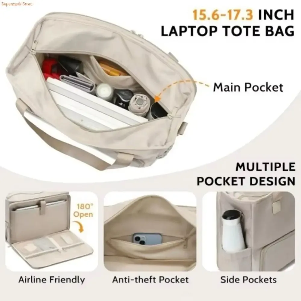 sac fourre-tout à déjeuner 2 en 1 pour femmes, compartiment à déjeuner isolé, sac pour ordinateur portable 15.6 pouces, sac à main d'ordinateur de grande capacité pour le travail