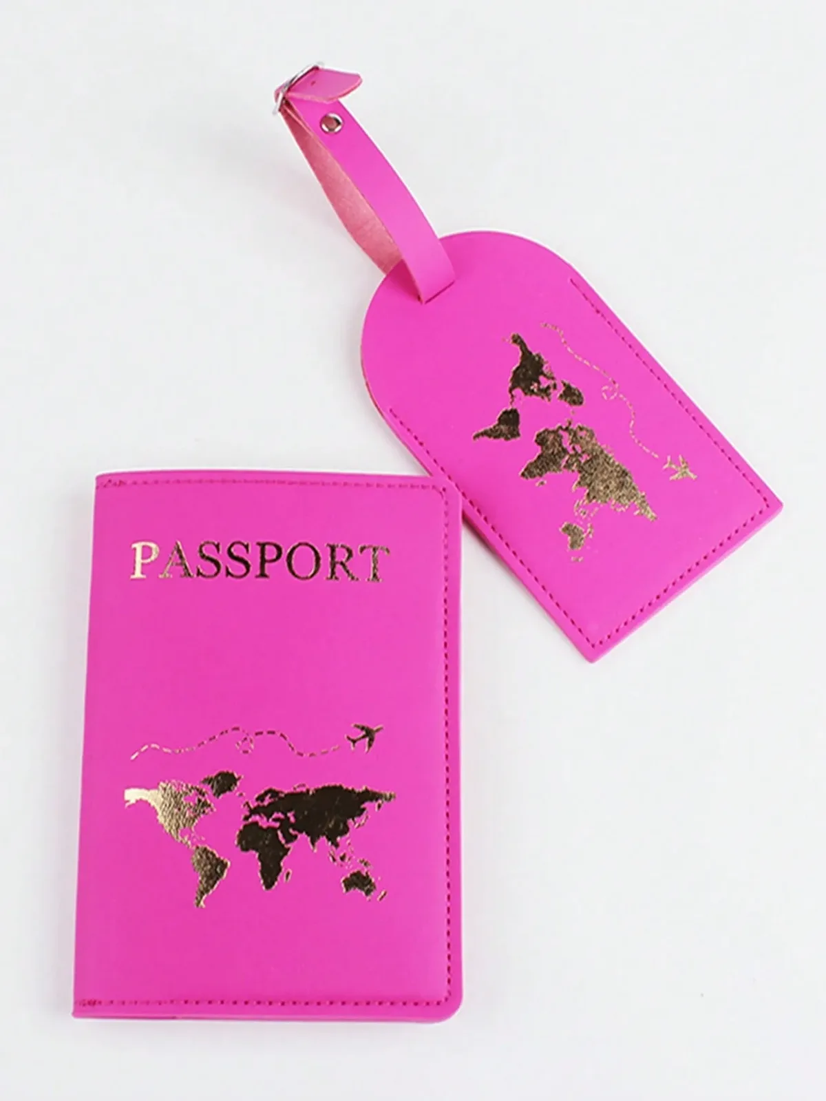 2 pièces/ensemble couverture de passeport étiquette de valise de bagage avec nom carte d'identité Anti-perte portefeuille en cuir PU accessoires de voyage pour les Couples de vol