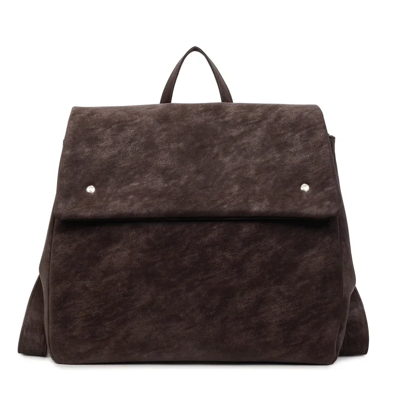 sacs à dos style preppy rétro, niche de luxe, sacs de livres à rabat en daim haut de gamme pour étudiants, grand sac à bandoulière de voyage, nouvelle collection 2026