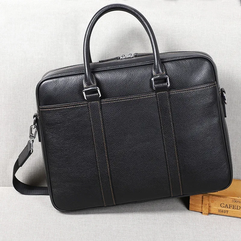 célèbre marque homme porte-documents en cuir véritable hommes sac mode mâle épaule pochette d'ordinateur sac à main affaires en cuir de vache hommes porte-documents
