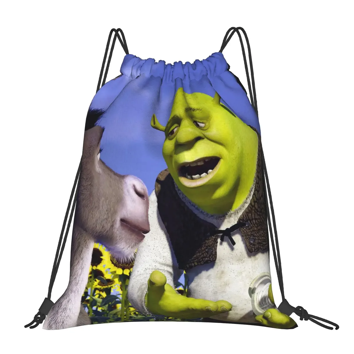 sac à dos à cordon shreks memes, sac de sport résistant à l'eau, sac à cordon avec visage drôle d'anime pour le yoga, 36 cm (largeur) x 43 cm (hauteur)