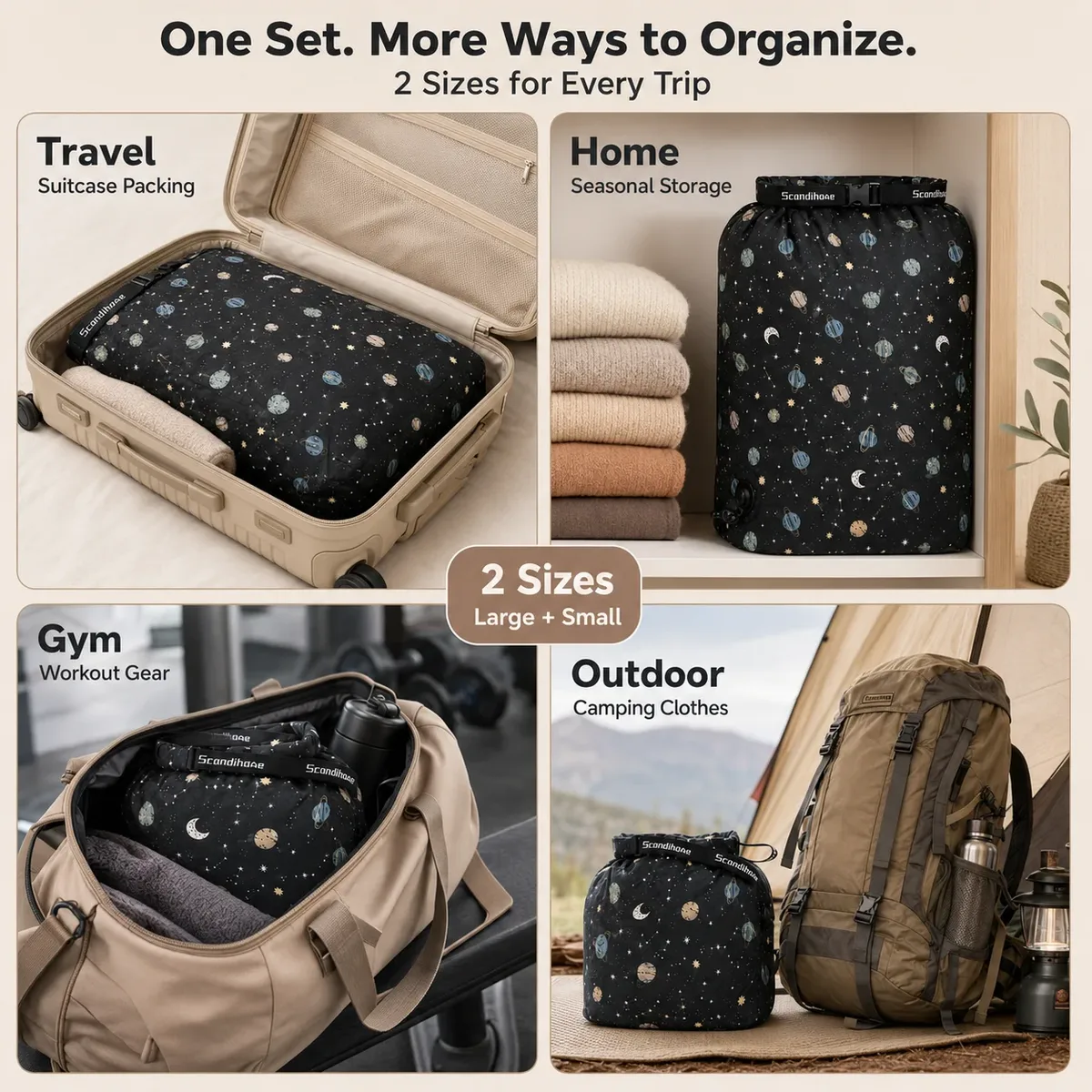 sac de compression de voyage 20l en nylon 30d, organisateur de vêtements pour économiser de l'espace, sac de rangement résistant à l'eau pour bagages et camping