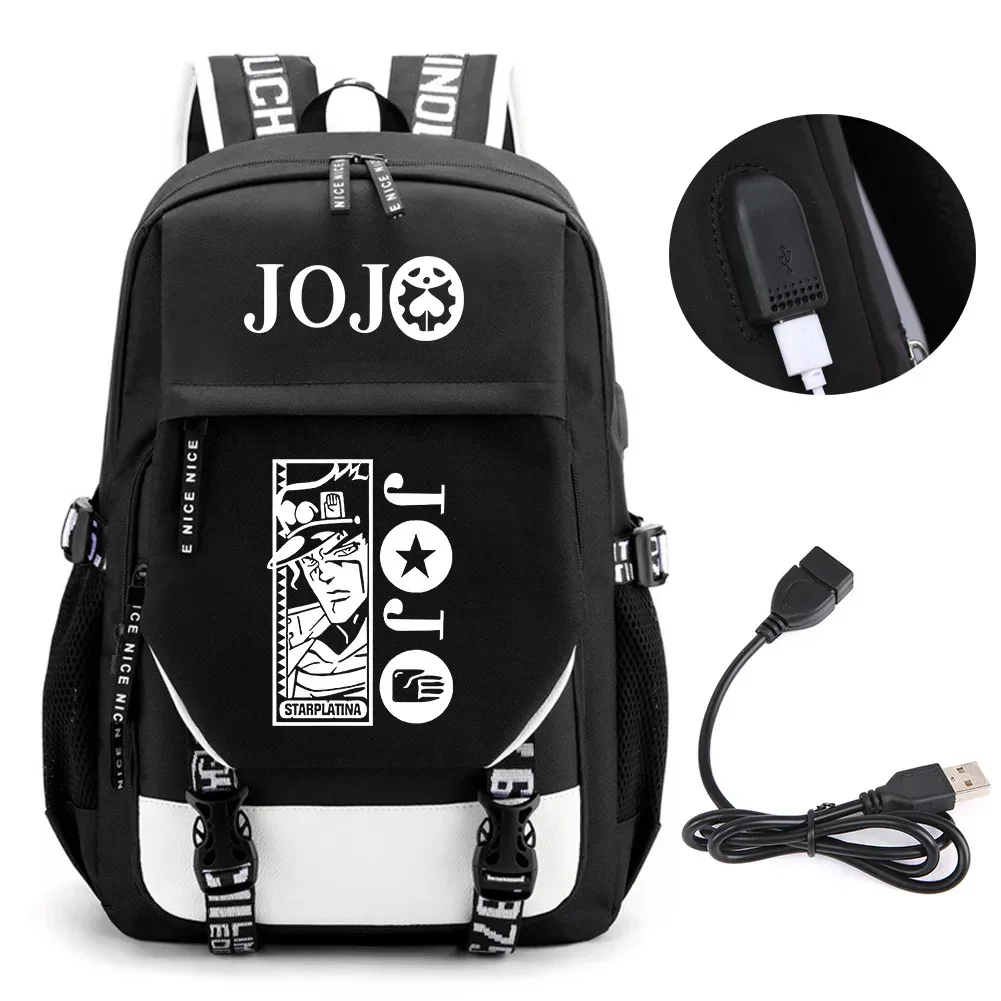 anime jojo bizarre adventure kira sac à dos école livre sacs mochila voyage usb port sac ordinateur portable garçon filles sac à dos