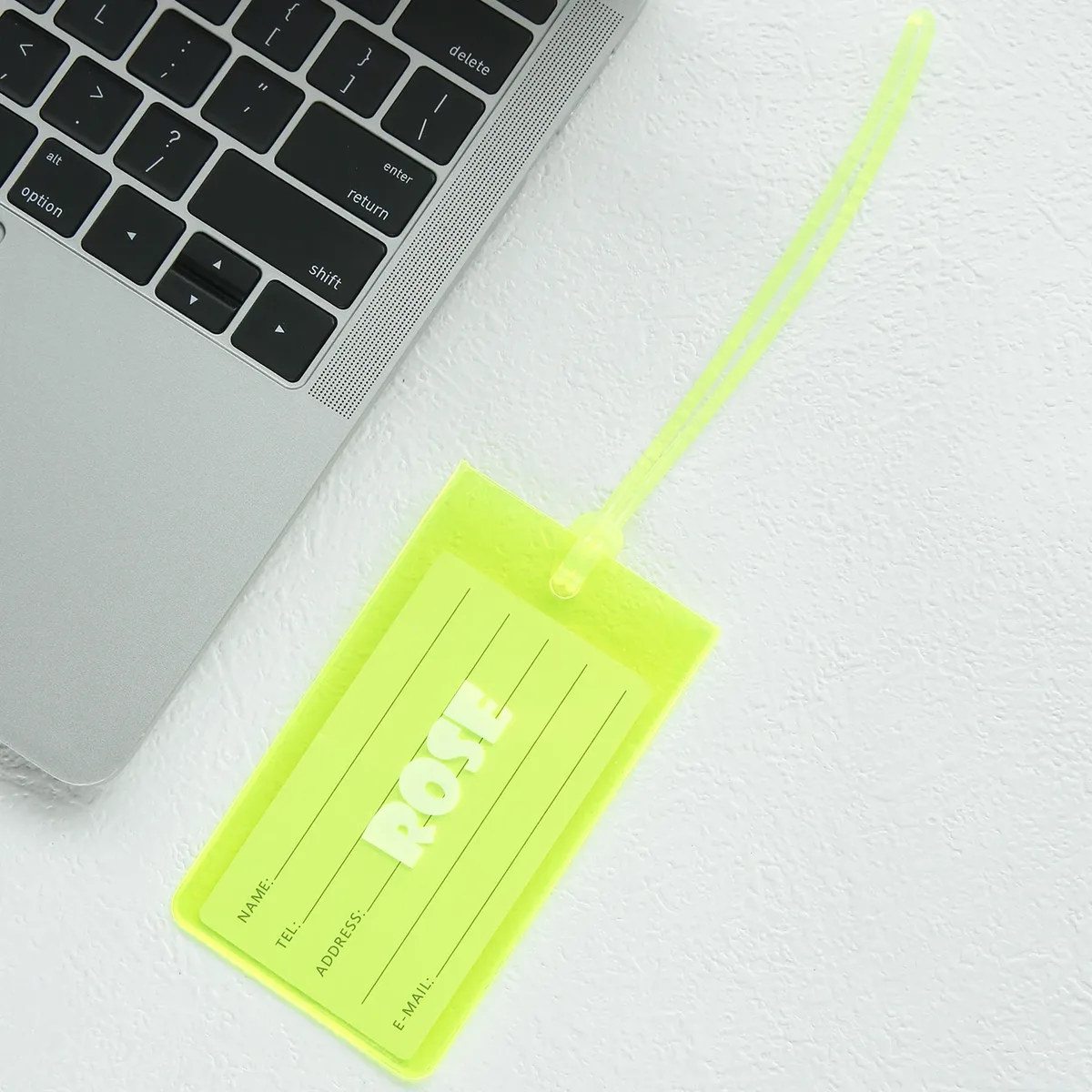 étiquette de bagage personnalisée avec nom, étiquette de bagage fluorescente en pvc, étiquette d'identification de valise transparente imperméable avec carte nominative