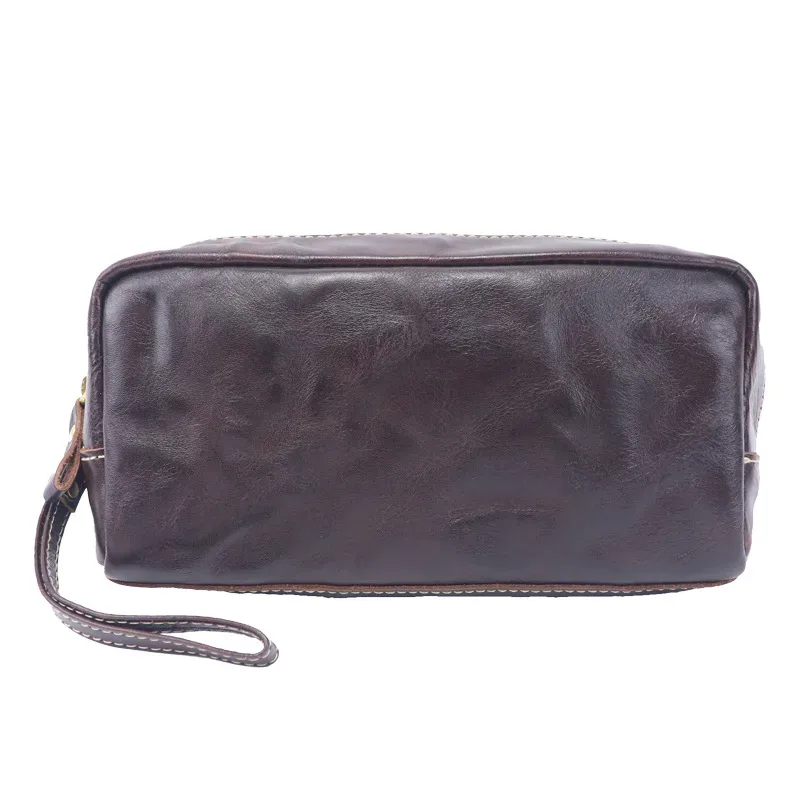 sac de voyage en cuir véritable pour homme, trousse de toilette en cuir tanné végétal, grande capacité pour voyages d'affaires