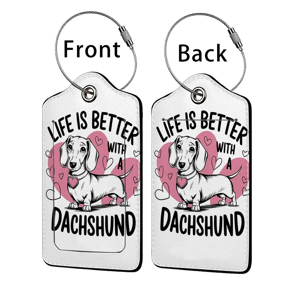 offre spéciale mignon chien en cuir affaires étiquette de bagage valise adresse étiquette bagages embarquement étui étiquette nom id adresse clip