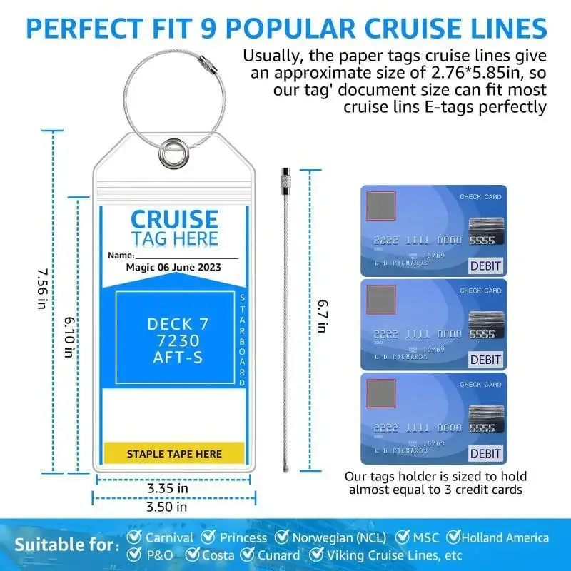 étiquettes de bagages de croisière imperméables, 5 pièces, porte-cartes d'identité verticaux en pvc transparent pour voyages d'affaires et de croisière