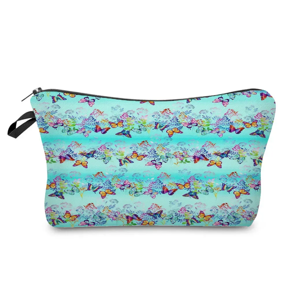 sac à cosmétiques imprimé papillon pour femmes, trousse à crayons d'école pratique avec animaux, mini sac de rangement de voyage, sacs de maquillage pour dames
