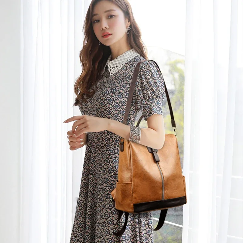 sacs à dos antivol pour femmes, marque célèbre, sac à dos de voyage en cuir pu de bonne qualité, sacs à main à bandoulière de grande capacité pour dames