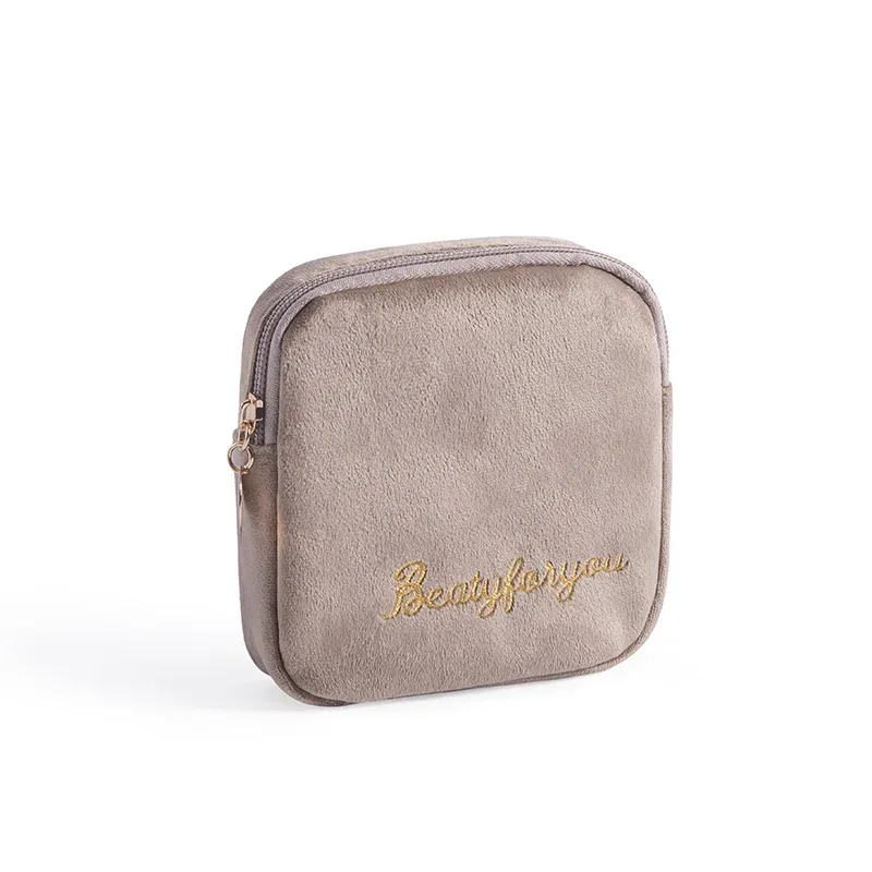 sac de rangement de maquillage en velours doux pour femme, trousse de toilette pour coussinets, trousse de maquillage de voyage gt, trousse de beauté pour évaluateurs
