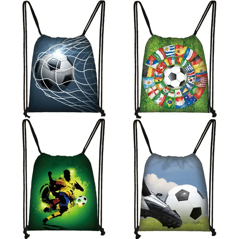 sac à dos en toile avec imprimé footbally et soccerly pour homme, sac de voyage avec cordon de serrage de proximité pour garçon adolescent, porte-chaussures, cadeau pour enfant