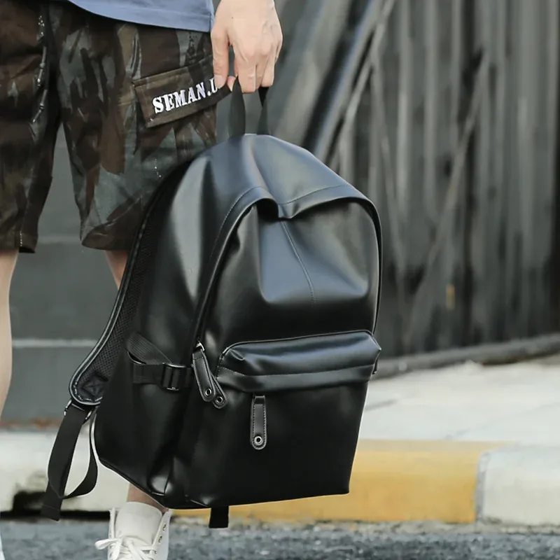 sac à dos de luxe en cuir pu souple pour hommes, sacs pour ordinateur portable de 15 pouces, sacs de voyage de grande capacité, cartable d'étudiant
