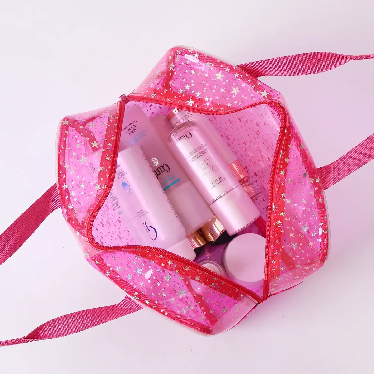 sac fourre-tout de voyage élégant en forme de cube de grande capacité, sac de maquillage imperméable à motif étoile, sac de rangement, trousse de toilette