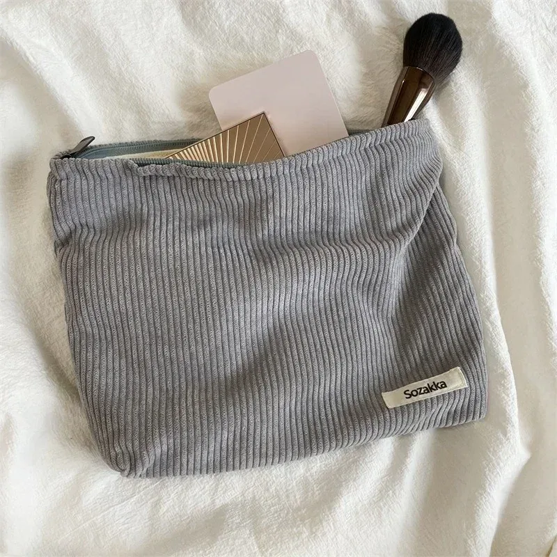 sac à cosmétiques de voyage en velours côtelé, sac de rangement de maquillage portable, sacs à main pour femmes, grande capacité, fermeture éclair, organisateur de maquillage, pochette de rangement