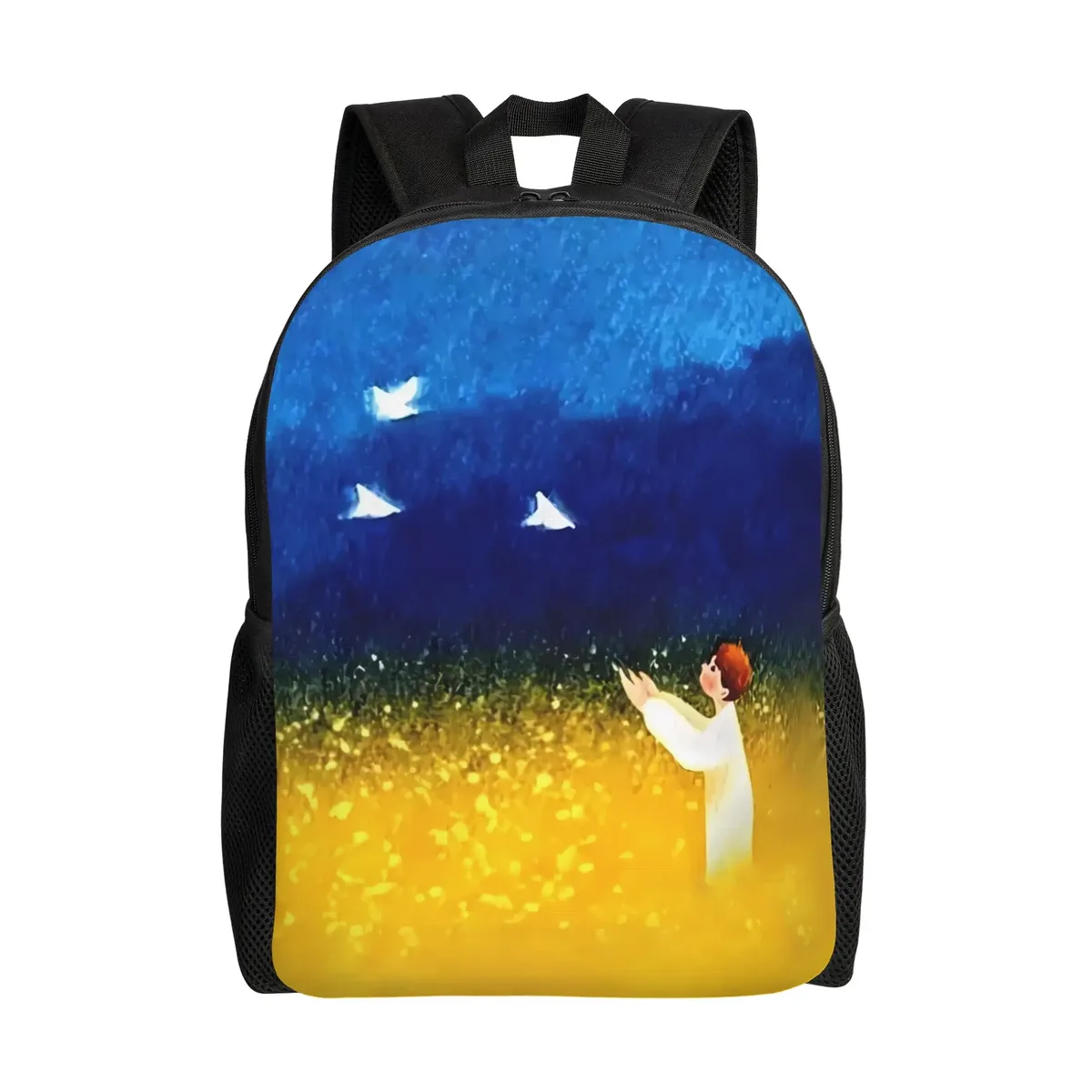 sac à dos de peinture d'interconnexion de sensation d'ukraine, sacs d'école, sacs de voyage d'université, convient pour ordinateur portable de 15 pouces, polyester unisexe avec fermeture à glissière