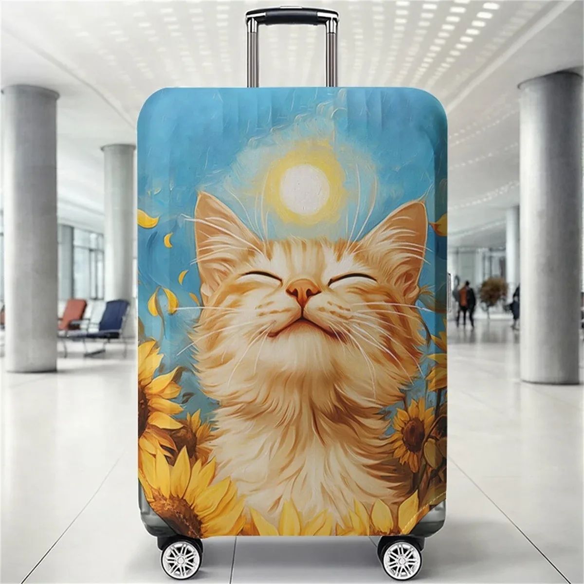 housse de protection pour bagages à motif chat, adaptée aux housses de bagages de 18 à 32 pouces, gants pour poignée de bagage, accessoires de voyage