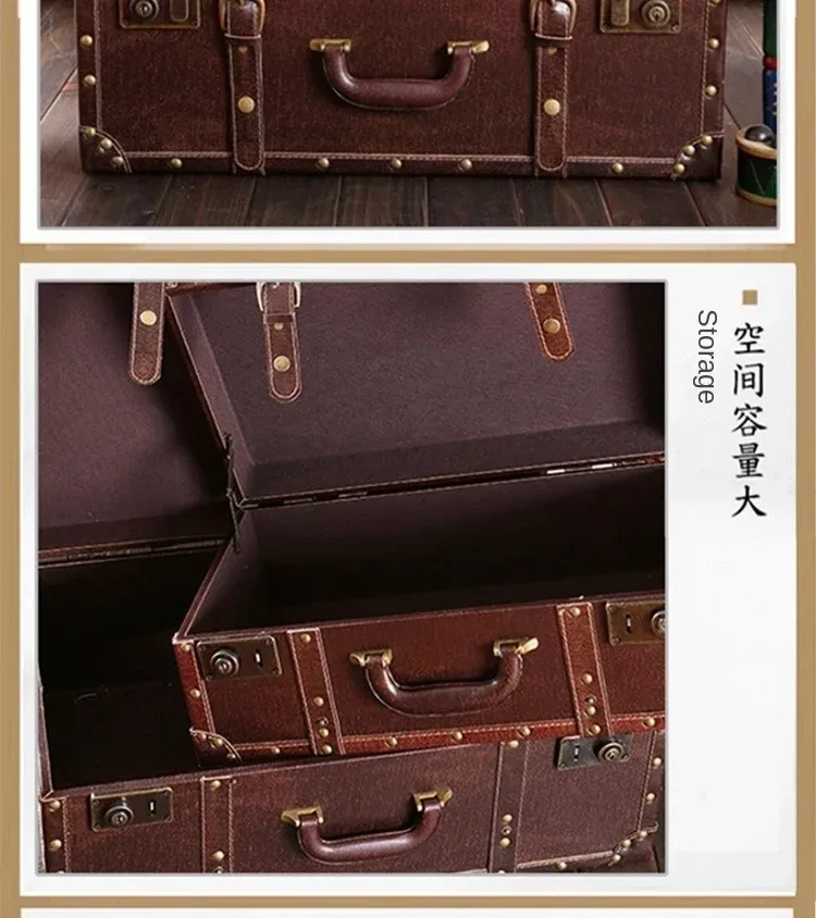 valise vintage en cuir antique nostalgique, petit système de pad, accessoires de photographie portables, sac à main de style européen