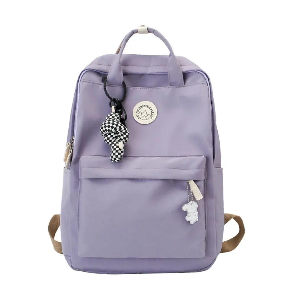 sac à dos léger et imperméable pour femmes, grande capacité, couleur unie, sac d'école en nylon, sac à dos ergonomique de voyage et de loisirs