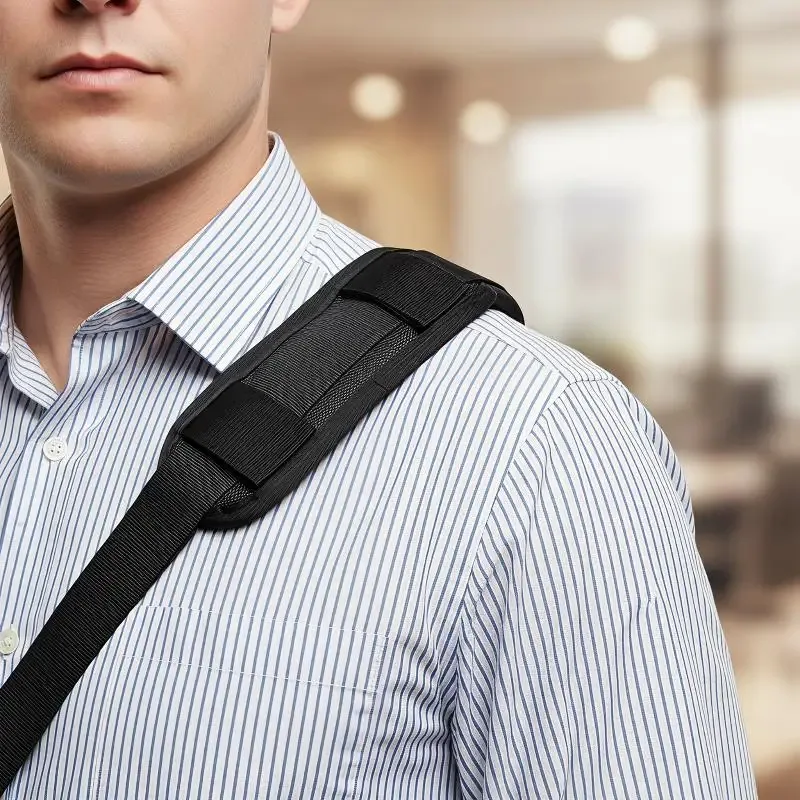 Ceinture Bandoulière Antidérapante Maille Respirante Tissu Nylon Couleur Noire Confort Voyage Sangles Sac Épaules