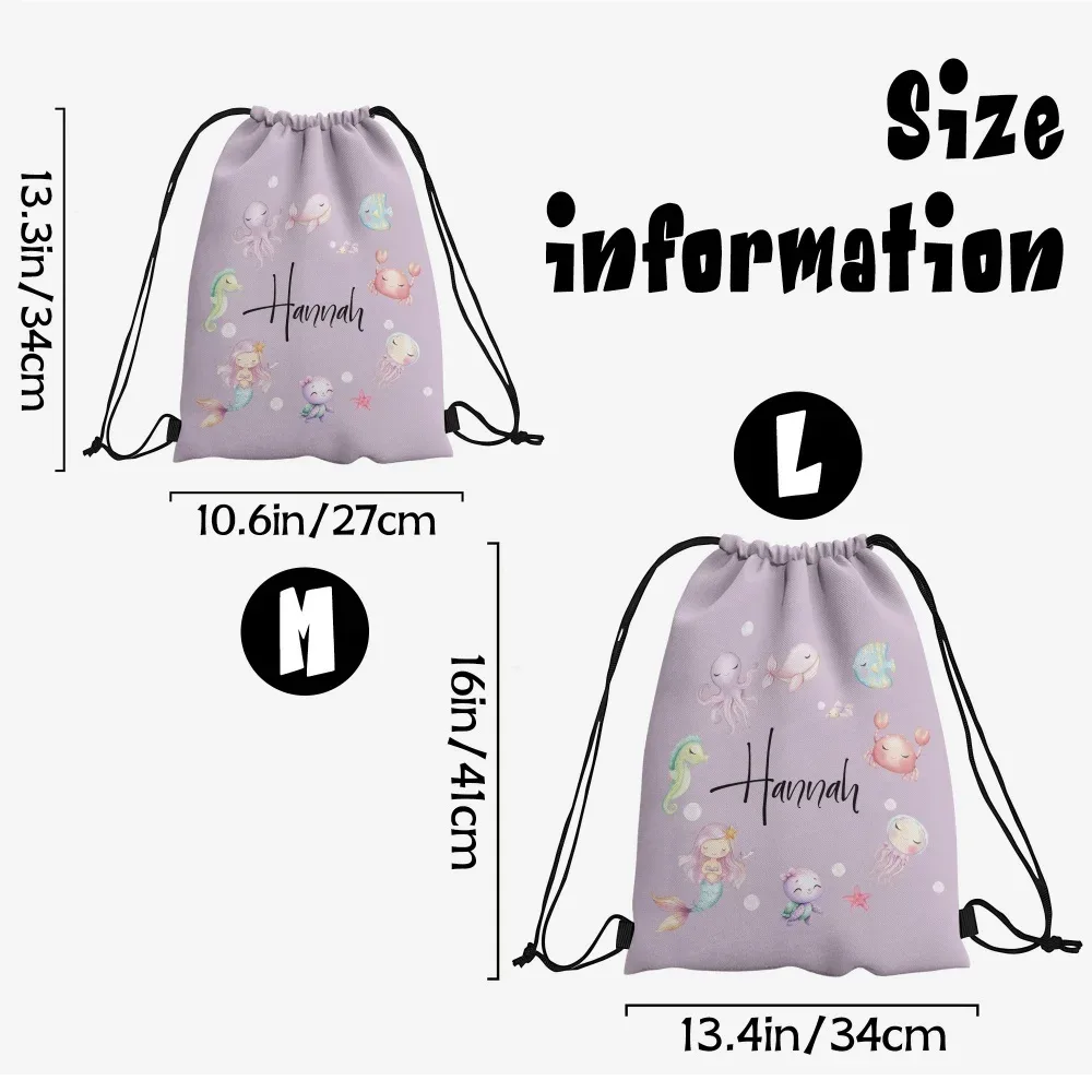 sac à dos à cordon personnalisé avec motif de créature marine, sac à cordon personnalisé pour la plage, les fêtes, le sport, la gym, le rangement, cadeau d'anniversaire