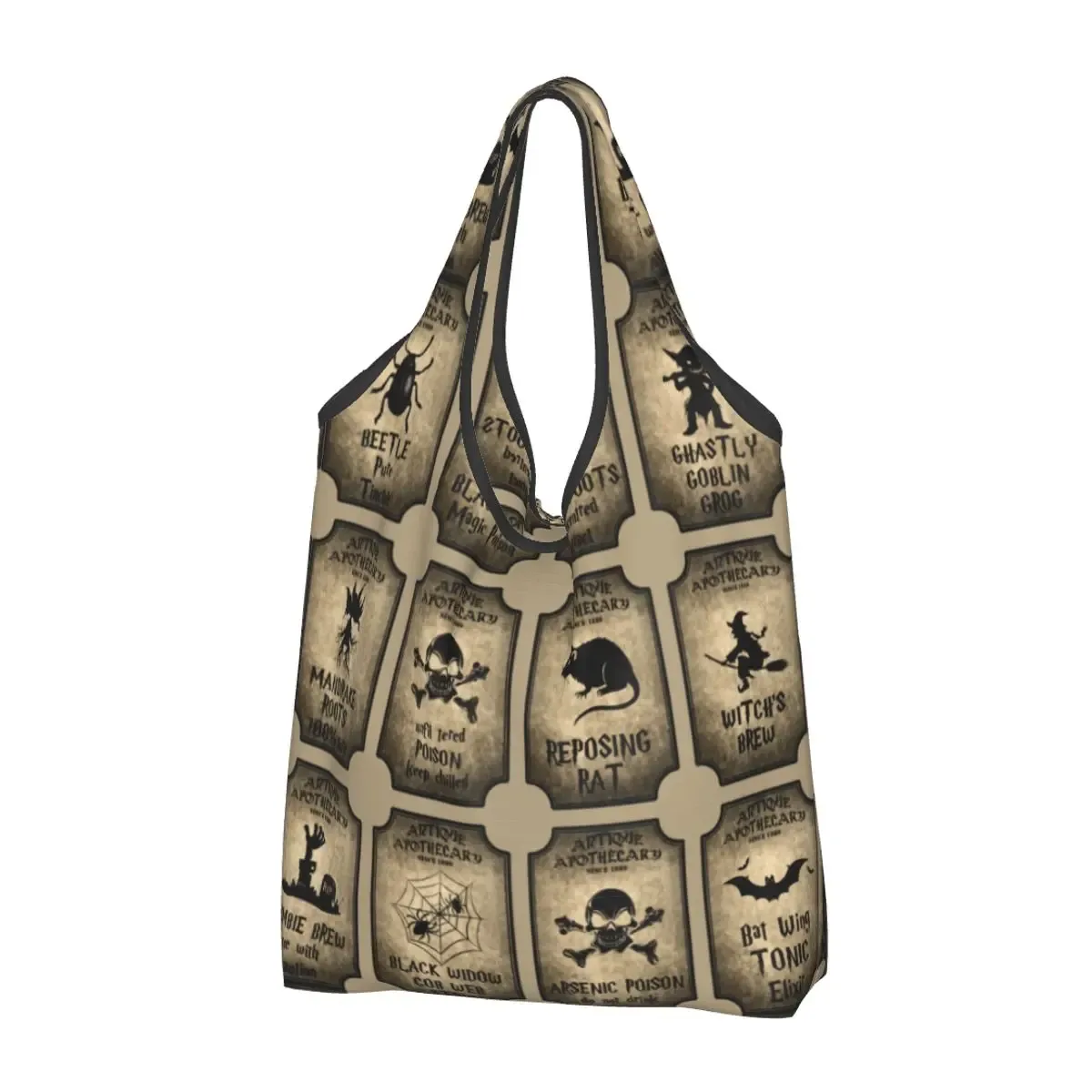 sac à provisions réutilisable personnalisé crow moon pour femme, sac fourre-tout portable, halloween, sorcière effrayant, sacs d'épicerie