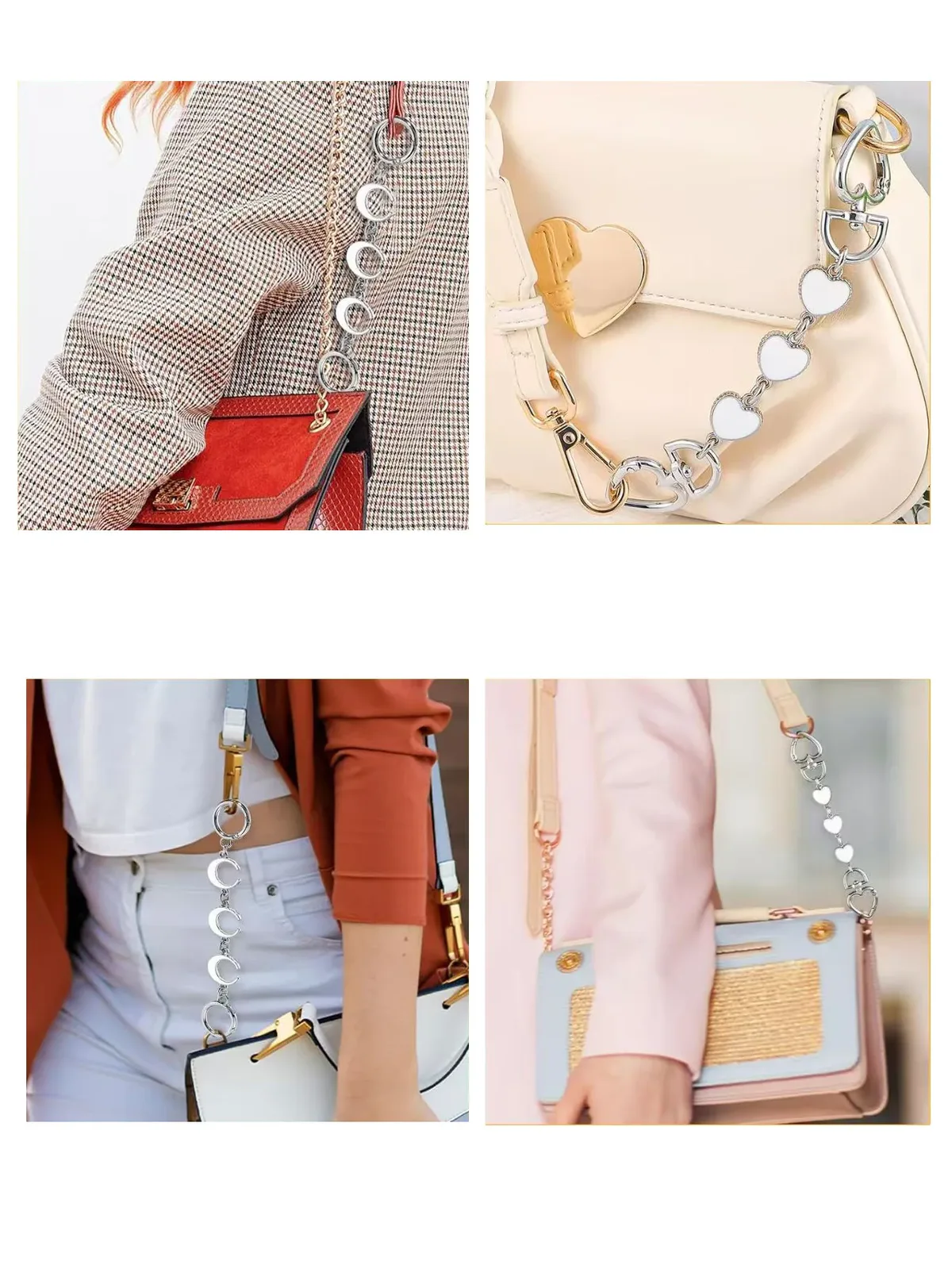 extension de chaîne de sac à main, 2 pièces, extension de sangle de sac à main pour sacs à main, sac à bandoulière, breloques, accessoires