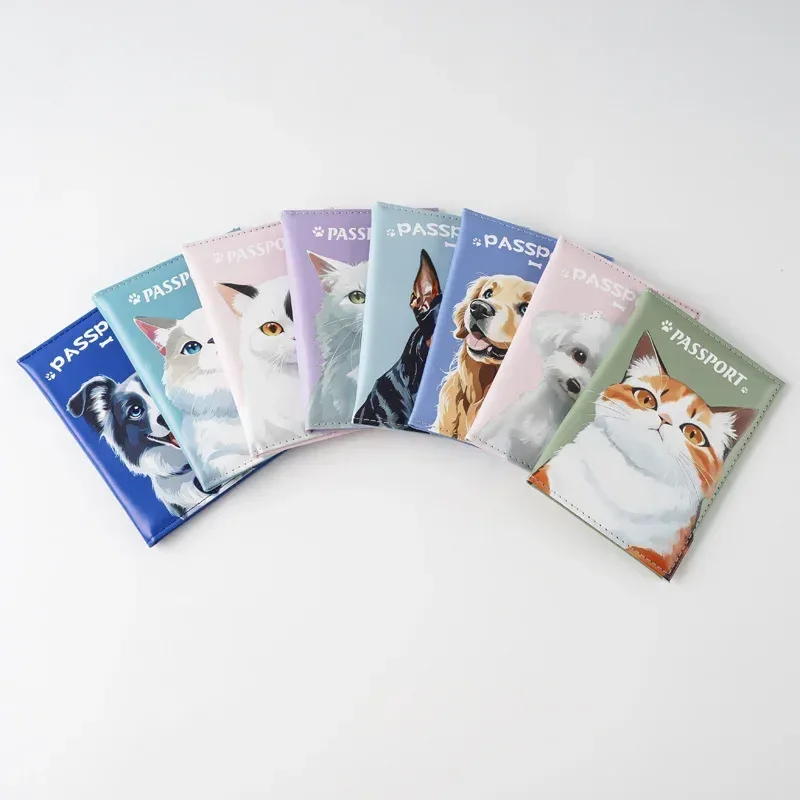 porte-passeport imprimé chien chat mignon, portefeuille de voyage, couverture de passeport, portefeuille de passeport, porte-carte d'identité, accessoires de voyage