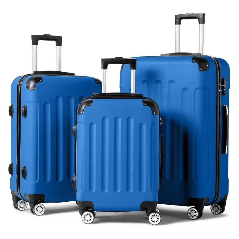 valise bagage abs plastique lignes verticales roues poignées motif voyage famille gris noir violet bleu rose