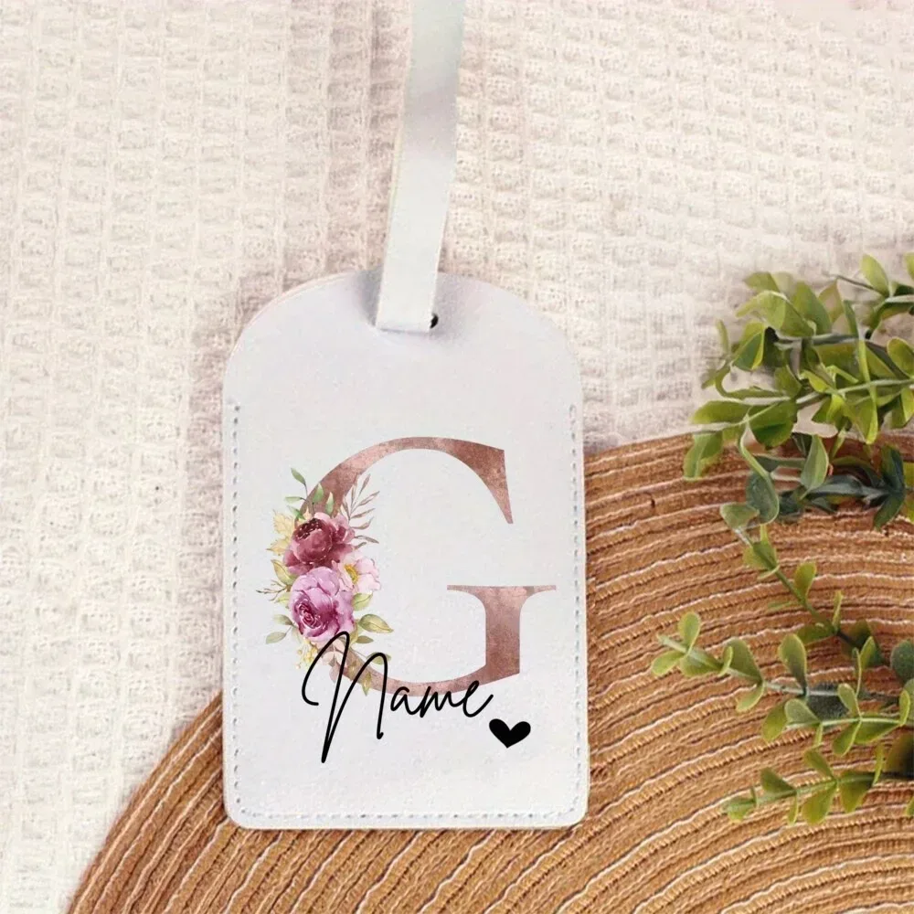 étiquette de bagage personnalisée avec nom | accessoires de voyage portables personnalisés en pu, avec monogramme imprimé tendance, idéaux pour les fêtes