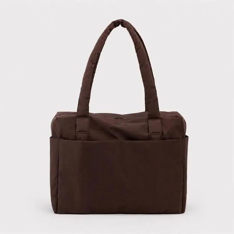 sac fourre-tout en nylon grande capacité, imprimé léopard à carreaux, design multi-poches, sac à bandoulière, sac de voyage pliable, sac à main