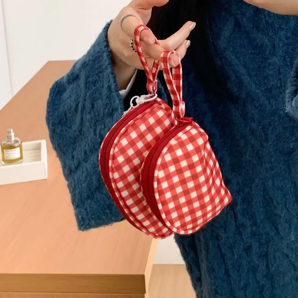 sac de maquillage à grille rouge de haute qualité, pochette cosmétique portable multi-tailles, trousse de toilette de voyage