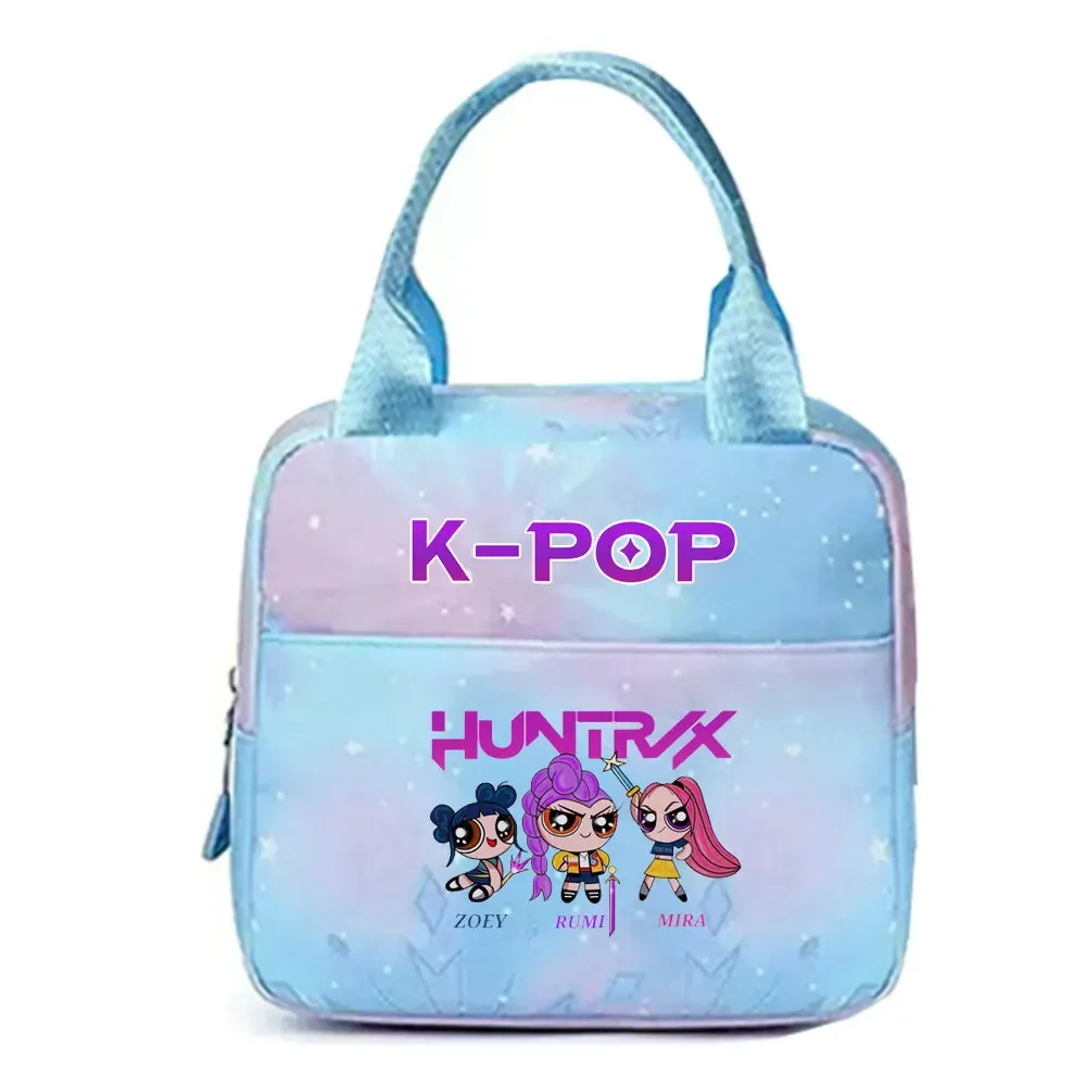 kpop demon hunters office workers avec sac à déjeuner portable isolé de grande capacité, sac à bandoulière à double usage