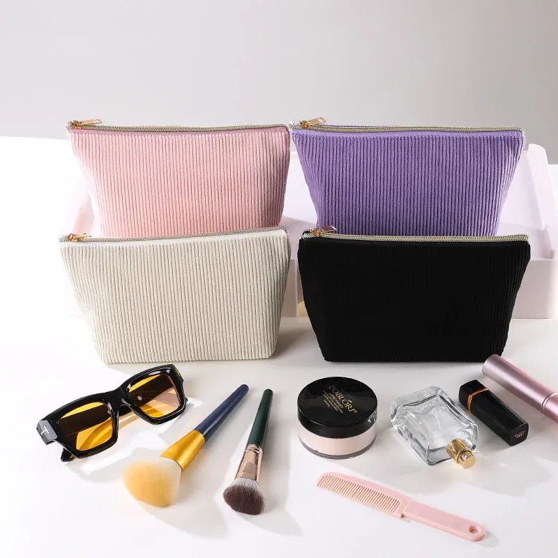 sac de rangement multi-usages en velours côtelé, grande capacité, organiseur de cosmétiques portable pour les voyages et les vacances, vente chaude