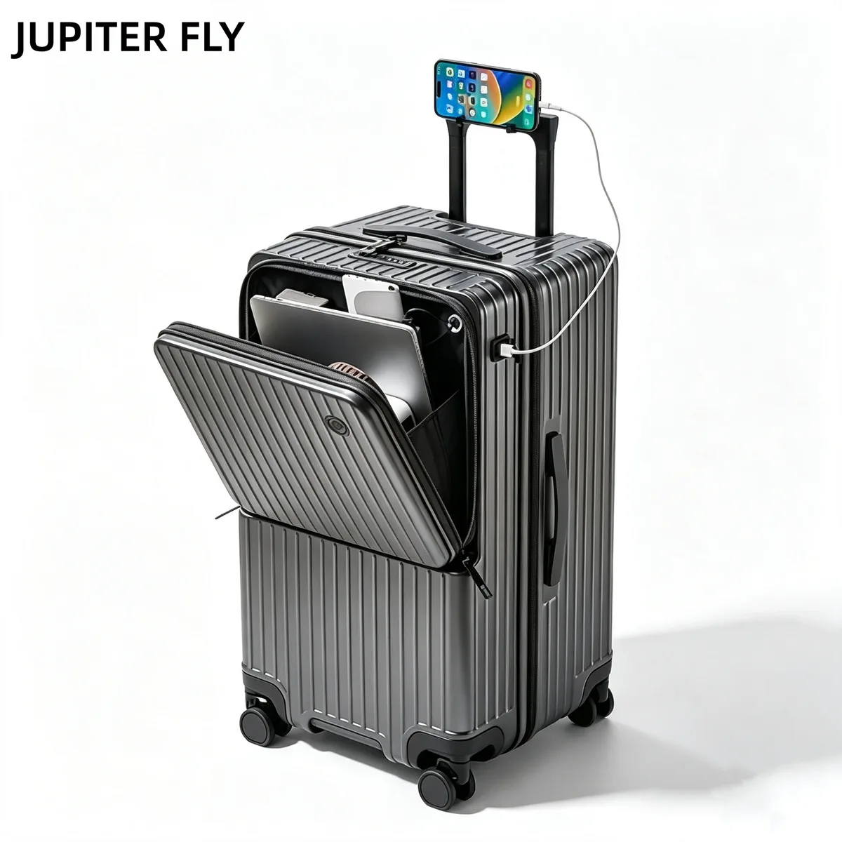 valise à ouverture frontale 20 pouces, bagage cabine, serrure tsa, matériau pc, coque rigide, valise à roulettes, valise de voyage 24/28 pouces, grande capacité