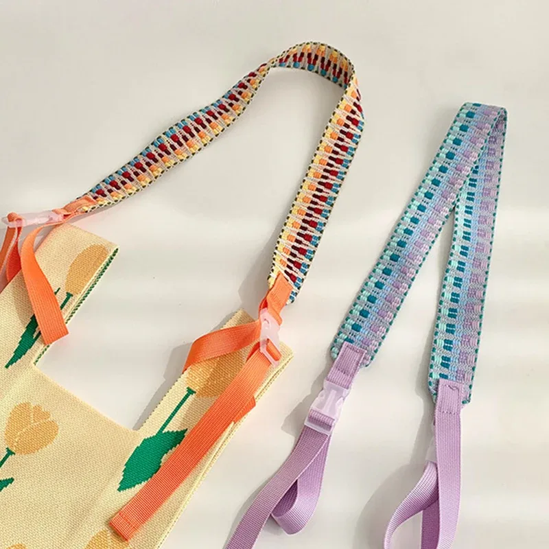 sangle de sac à bandoulière réglable en nylon brodé, bouton de traction, style sportif coloré, sangles d'extension de sac unisexe, accessoires de sac