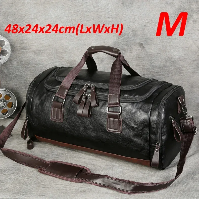 sac de sport en cuir pu pour hommes sacs de sport polochon voyage bagages fourre-tout sacs à main pour homme fitness hommes voyage sac à bandoulière sac de voyage