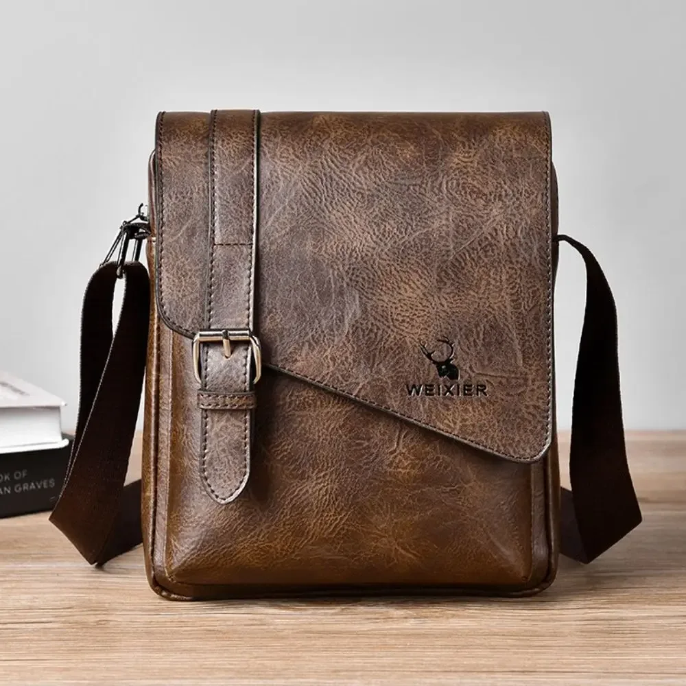 sac messager en cuir pu pour homme, bandoulière réglable, style rétro, sac à bandoulière polyvalent pour homme, pour le travail et les voyages