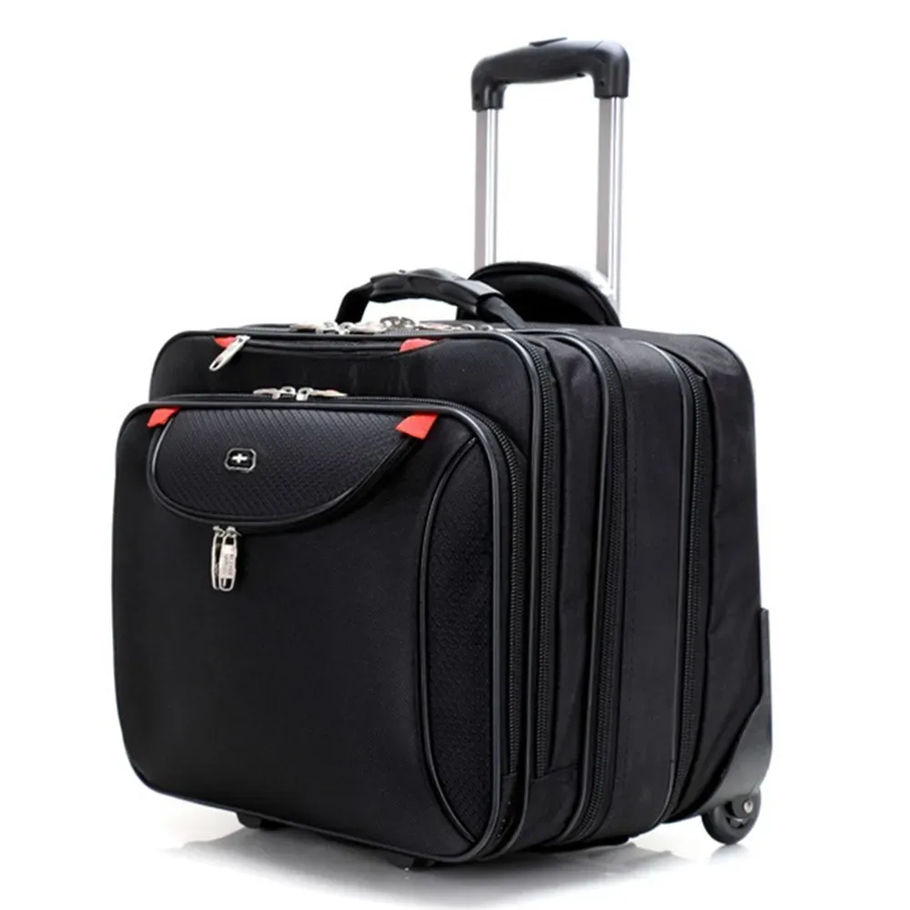 valise à roulettes pour ordinateur portable de 18 pouces en oxford imperméable, multi-poches, pour ordinateur portable, tablette, sac de transport, bagage de voyage