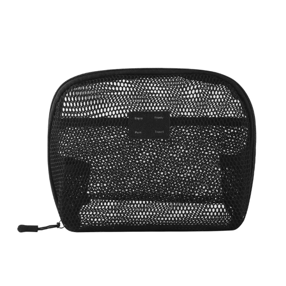 sac à cosmétiques en nylon décontracté avec fermeture éclair, pochette de rangement en maille, sacs de maquillage en maille polyvalents à main, voyage
