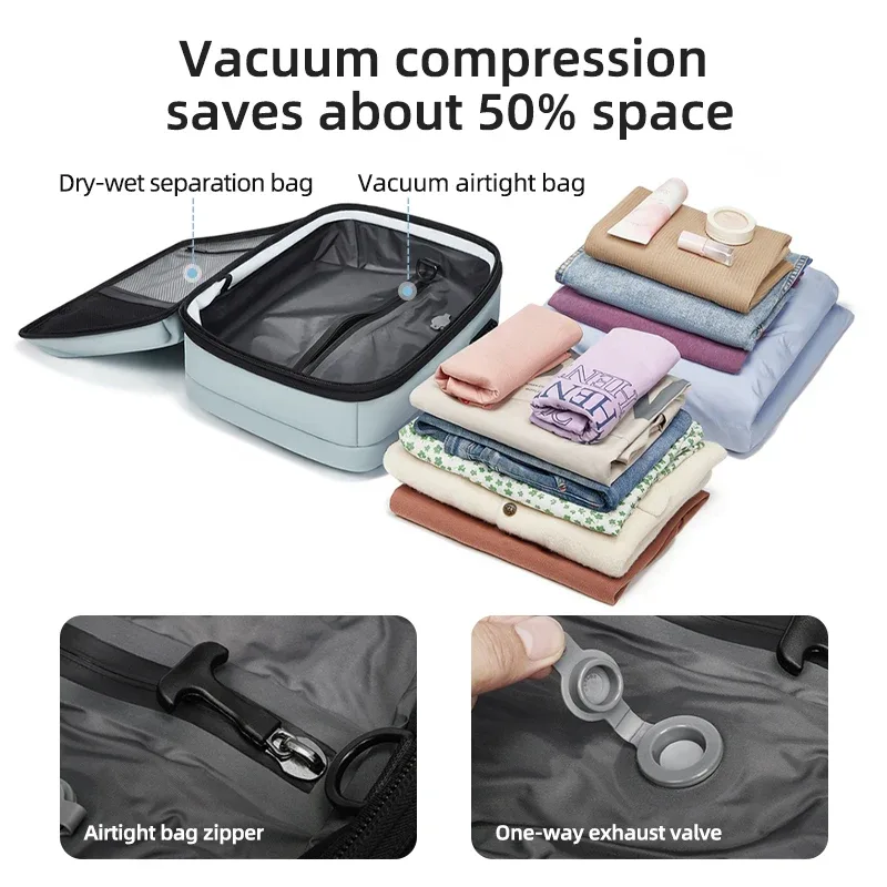 sac à dos de voyage décontracté 16 pouces, sac à dos pour ordinateur portable à compression sous vide, sac à dos scolaire avec port de charge usb, sac à dos de randonnée et d'affaires extensible