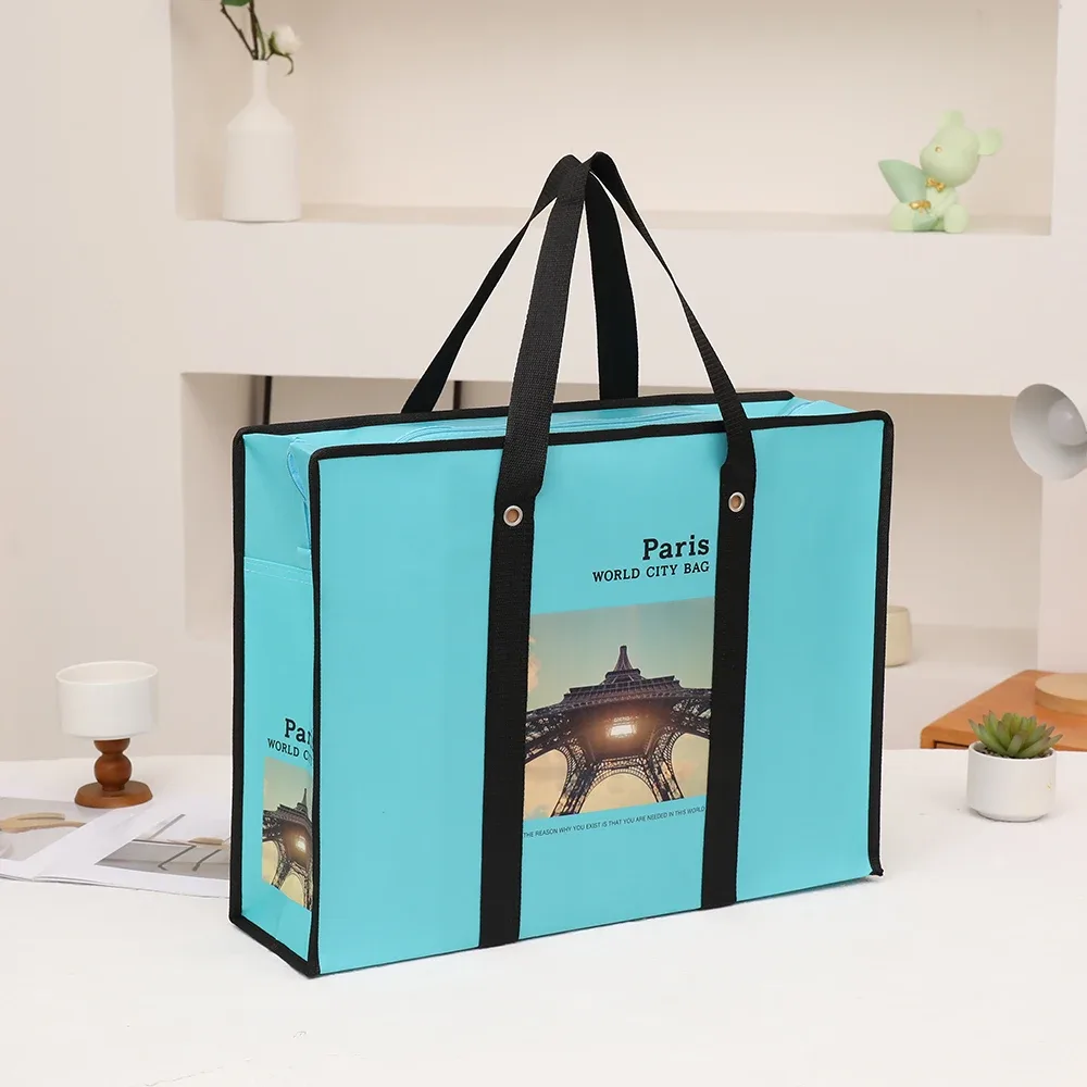 sac de rangement de couette non tissé de dessin animé portable, grande capacité, étanche, voyage, shopping, organisateur de jouets gt, sac plié