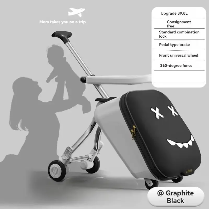 valise chariot enfant boisserie amovible tissu doux vert clair visage souriant voyage jeu éducation transport